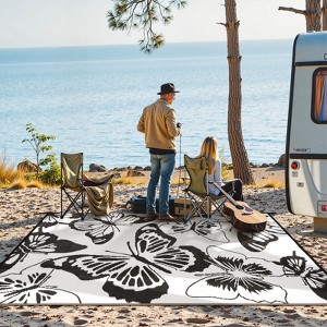 Lahome Monarch Butterfly Outdoor Plastic Straw Rug-Waterproof Reversible Mat for Patio, Backyard, Camping, RV Awning - 1 of 4