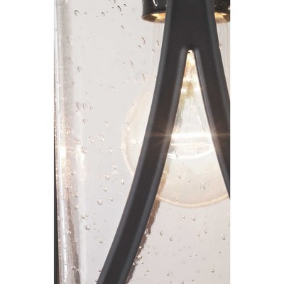 Antique Pewter Outdoor Lantern with Clear Seeded Glass Shade