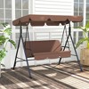 Outsunny 3-Person Porch Swing with Stand, Outdoor Swing for Patio Porch with Adjustable Tilt Canopy & Comfortable Swing Bench-Style Seat, Steel Frame - 2 of 4