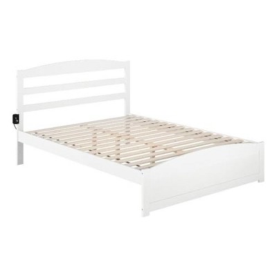 Warren White Solid Wood Queen Platform Bed with Slats