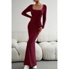 BLUEMING Women's Square Neck Long Sleeve Knit Maxi Dress Knit Bodycon Long Dress - 2 of 4