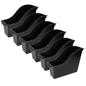 Storex Small Book Bin, Black, Pack of 6 - 1 of 3