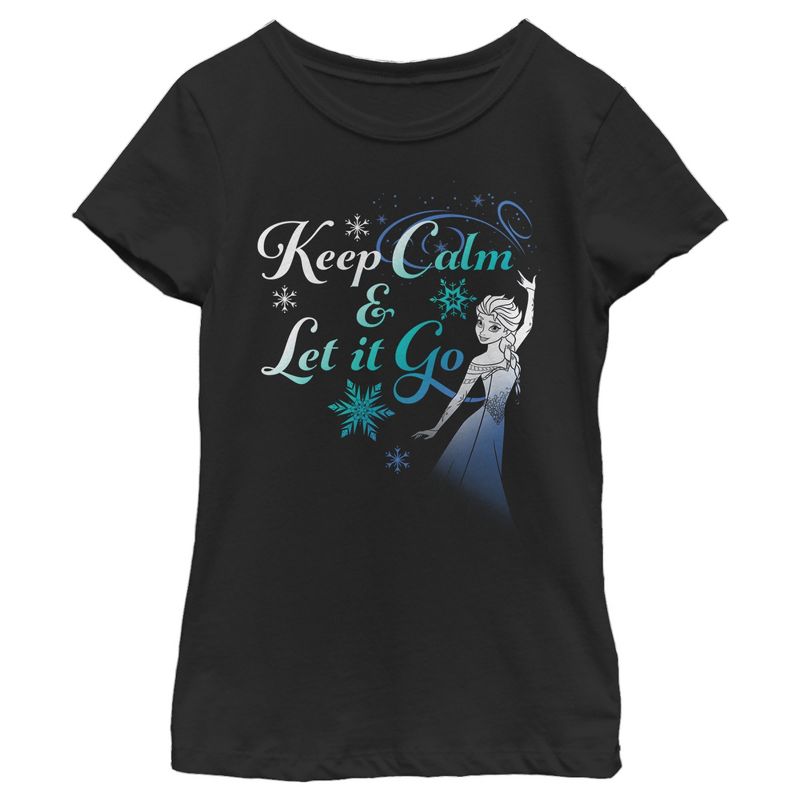 Girl's Frozen Elsa Keep Calm T-Shirt, 1 of 4