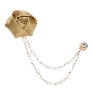 Unique Bargains Cloth Handmade Flower Lapel Pin with Gold Badge Tassel Chain Brooches 1.57 inch 1 Pc - 1 of 4