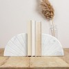 Storied Home Modern Arched Semicircle Marble Bookends with Carved Detail, Set of 2, White - 2 of 4