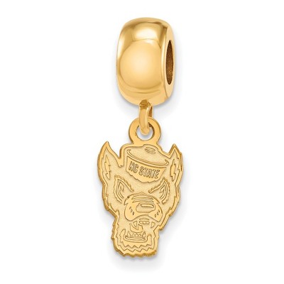 Black Bow Jewelry 14k Yellow Gold Plated Sterling Silver North Carolina State Wolfpack NCAA Bead Charm