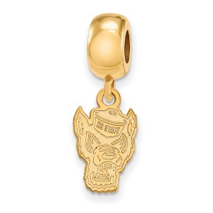Black Bow Jewelry 14k Yellow Gold Plated Sterling Silver North Carolina State Wolfpack NCAA Bead Charm - 1 of 3