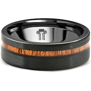 Pompeii3 Men's Brushed Tungsten & Genuine Wood 8mm Ring Wedding Band - 1 of 4