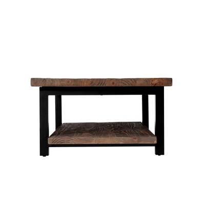 Pomona 48" Rustic Wood and Metal Coffee Table with Shelf
