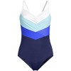 Lands' End Women's Slender Suit V-neck Pleated X-back One Piece Swimsuit Adjustable Straps - 3 of 4