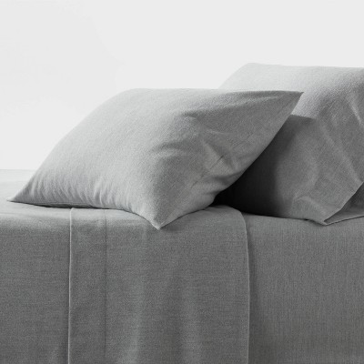 Image of King Flannel Sheet Set Gray Solid - Threshold™