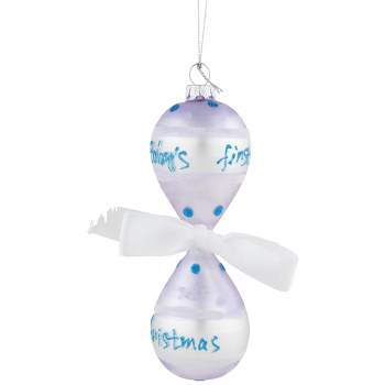 Northlight 5" Baby Boy's First Christmas 2023 Glass Ornament