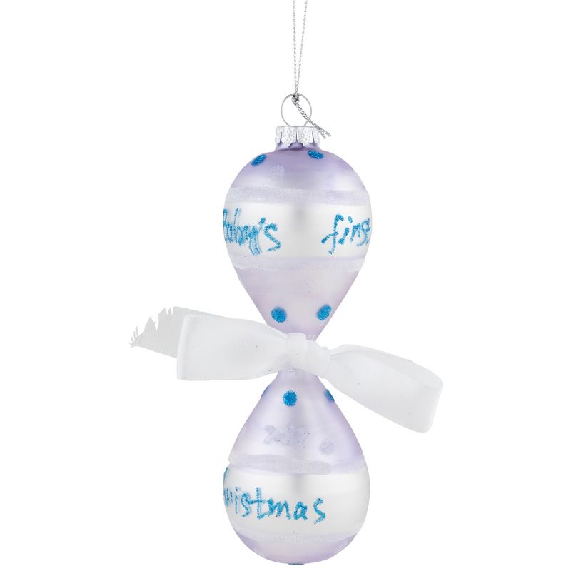 Northlight 5" Baby Boy's First Christmas 2023 Glass Ornament, 1 of 7