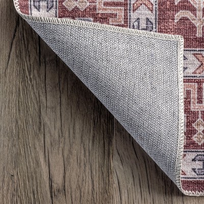 Rust Medallion Easy-Care Rectangular Synthetic Area Rug