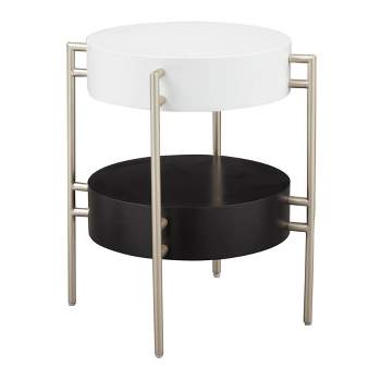 Kelsy Modern 2 Tier End Table Black/White - Treasure Trove Accents