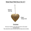 Royal Hampton Decorative Metal Heart Wall Decor Set of 3, Antique Gold Iron with Jute Hanging Rope, 12, 9.5, 7 Inches - 3 of 4