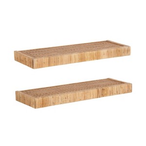 Kate & Laurel All Things Decor 2pc Rahmati Rattan Floating Shelves Natural - 1 of 4