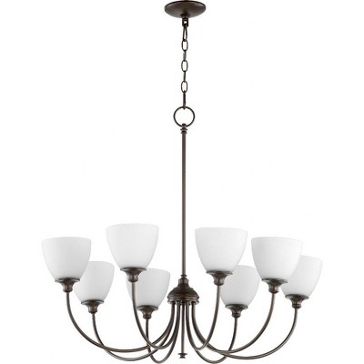Quorum Lighting Celeste 8-Light Chandelier, 32 Width, 29 Height, Oiled Bronze Finish, Glass Material