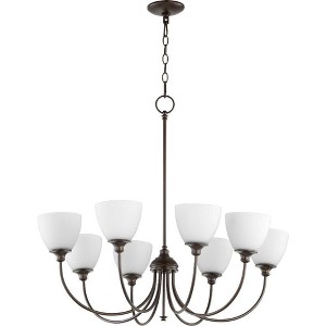 Quorum Lighting Celeste 8-Light Chandelier, 32 Width, 29 Height, Oiled Bronze Finish, Glass Material - 1 of 1