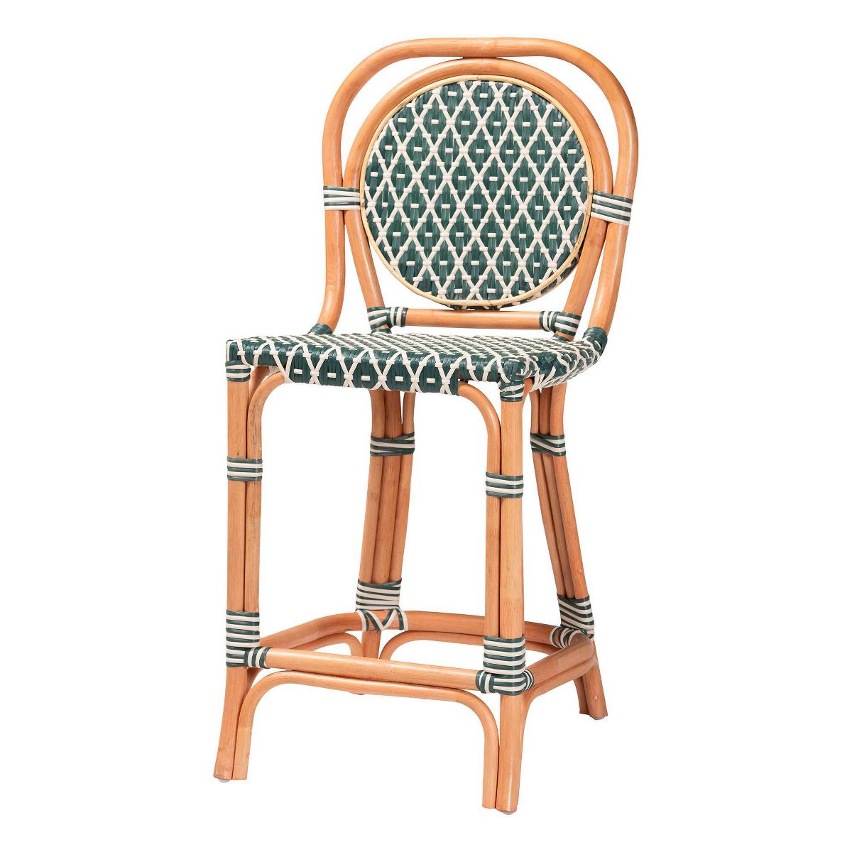 bali & pari Mattie Rattan Bistro Counter Stool with Backrest Natural