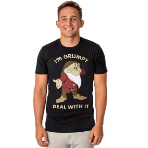 Seven Times Six Disney Snow White Shirt Men's Im Grumpy Deal With It Short Sleeve Tee Black - 1 of 4