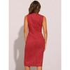 INSPIRE CHIC Women's Faux Suede Sleeveless Crewneck Split Hem Work Sheath Dress - 3 of 4