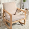 Solid Wood Rocking Chair Upholstered in Linen Fabric, Beige 4Q - ModernLuxe - 4 of 4