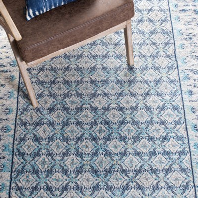 Ivory and Aqua Hand-knotted Synthetic 8' x 10' Area Rug