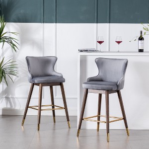 Roundhill Furniture Leland Fabric Upholstered Wingback Bar Stools, Gray, Set of 2 - 1 of 4