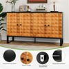 Modern Retro Buffet Sideboard Cabinet with 4 Geometric Doors, Adjustable Shelves Accent Storage Credenza for Dining Room Living Room Entryway - 4 of 4