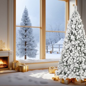 Resenkos Artificial 7.5ft Flock Christmas Tree with 1252PVC/Hard Needle Mixed Branch Tips - 1 of 4