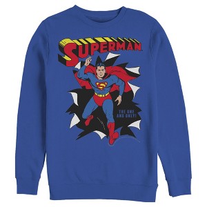 Men's Superman Only One Hero Rip Sweatshirt - 1 of 3
