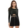 Allegra K Women's Glitter Long Sleeve Cut Out Twist Front Slim Fitted Crop  Top Black Small : Target