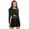 Allegra K Women's Glitter Long Sleeve Cut Out Twist Front Slim Fitted Crop Top - 3 of 4