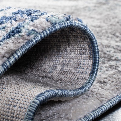Light Blue and Grey Abstract Reversible Synthetic Area Rug