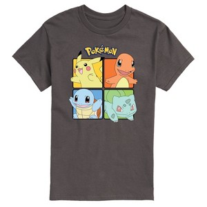 Men's - Pokémon - Pikachu Charmander Bulbasaur Squirtle Square Short Sleeve Graphic T-Shirt - 1 of 4