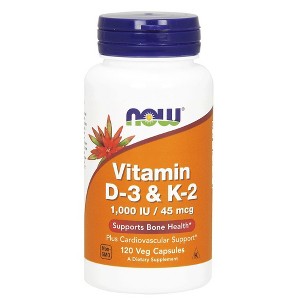 Vitamin D3 & K2 by Now Foods  -  120 VegCap - 1 of 2