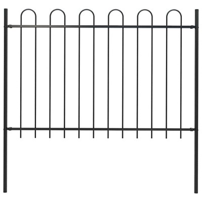 vidaXL Garden Fence with Hoop Top Steel 71.3" Black