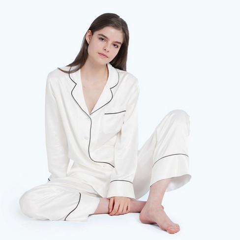 Silk Piped Pyjama Set, Pyjamas