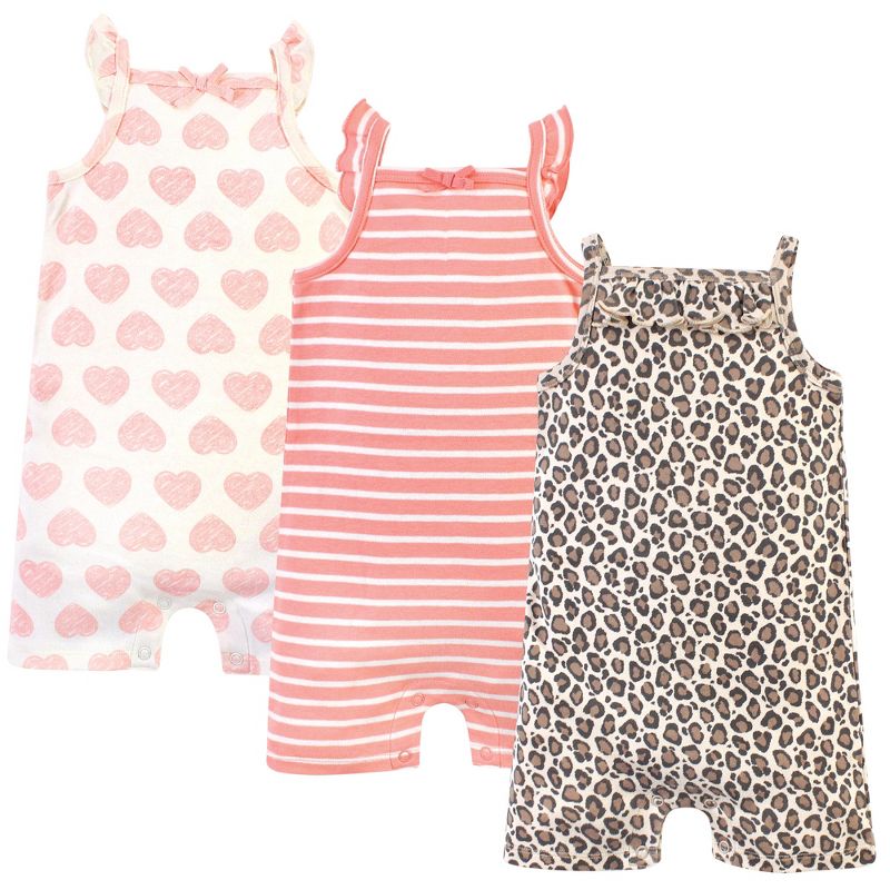 Touched by Nature Baby Girl Organic Cotton Rompers 3pk, Leopard, 1 of 6