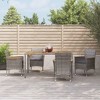 vidaXL Patio Dining Set with Cushions Outdoor Dinner Armchair Gray Poly Rattan - 59.1" Table Length 4 Items - 2 of 4