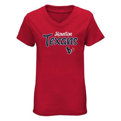 NFL Houston Texans Girls' Short Sleeve V-Neck Core T-Shirt - XS