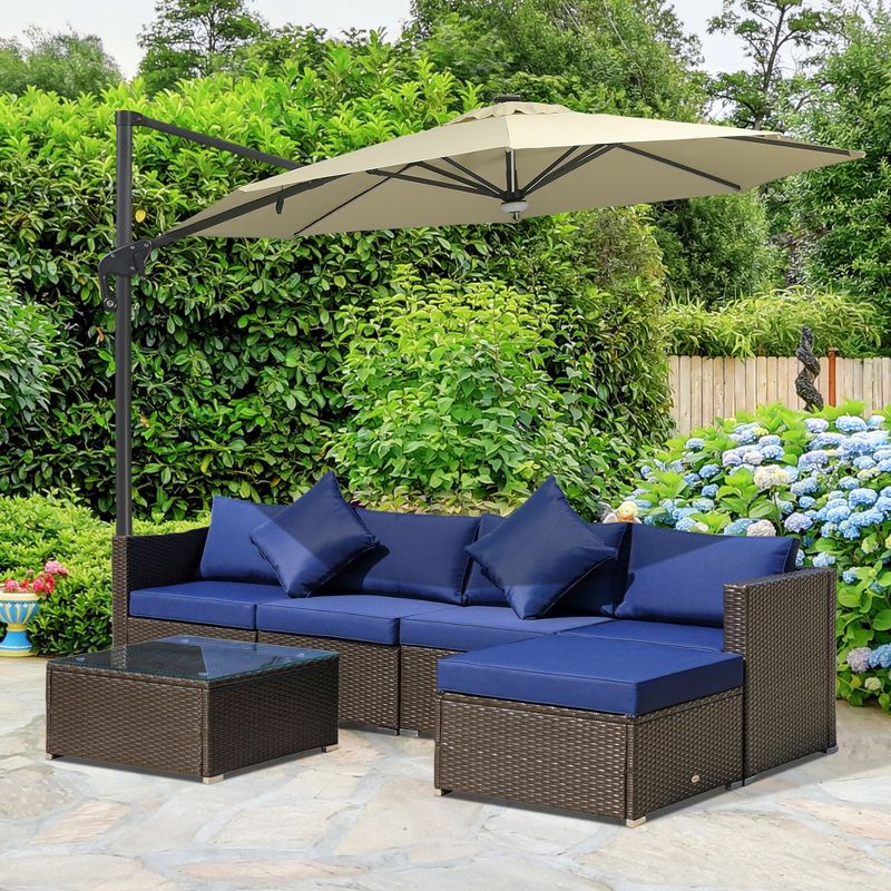 Outsunny 6 Pieces Outdoor PE Rattan Sofa Set, Sectional Conversation Wicker Patio Couch Furniture Set with Cushions and Coffee Table, 2 of 7