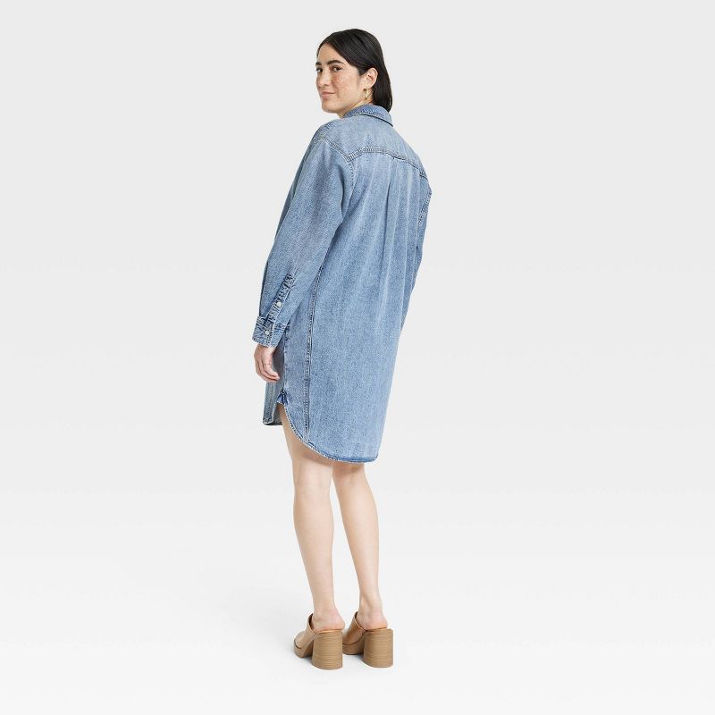 Women's Long Sleeve Denim Mini Shirtdress - Universal Thread™ Blue, 3 of 7