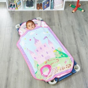 EVERYDAY KIDS Princess Toddler Cot Nap Mat for Home, Daycare, Preschool ; Easy to Roll Sleeping Mat with Elastic Straps, Pillow and Blanket - 1 of 4