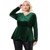 Women's Plus Size V Neck Tulip Hem Long Sleeves Peplum Velvet Blouses - Agnes Orinda - 4 of 4