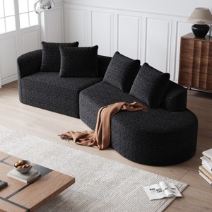 KWPZQEB 112" Oversized Sectional Sofa, 4-Seater Curved Sofa with Upholstered, Modern Cloud Couch with Deep Seat & 4 Throw Pillows for Living Room - 1 of 4