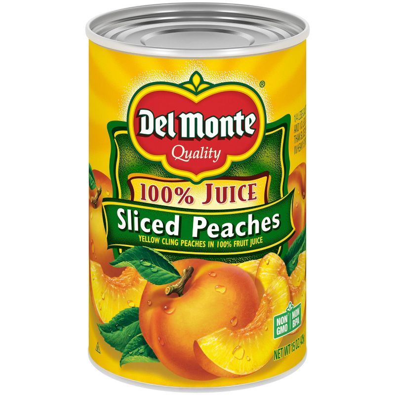 Del Monte Yellow Cling Peach Slices in 100% Real Fruit Juice 15oz, 1 of 6