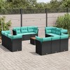 vidaXL 13 Piece Patio Sofa Set with Cushions - Black and Blue - 2 of 4