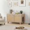 MAYEERTY 31¡Á20 Inch Flip-Top Hidden Cat Box Cabinet - With Rattan Doors & Dual Entrances (Black) - 2 of 4